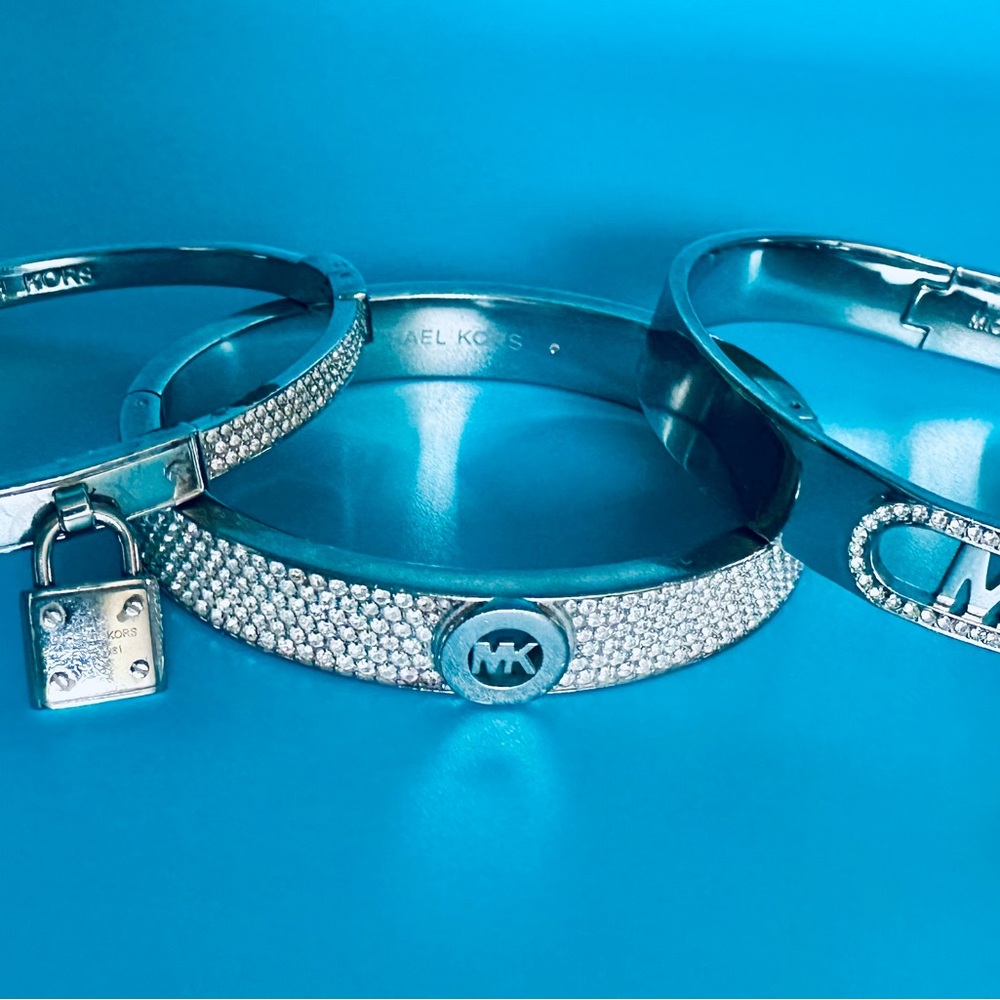 Michael Kors Silver Crystal Bracelet Trio